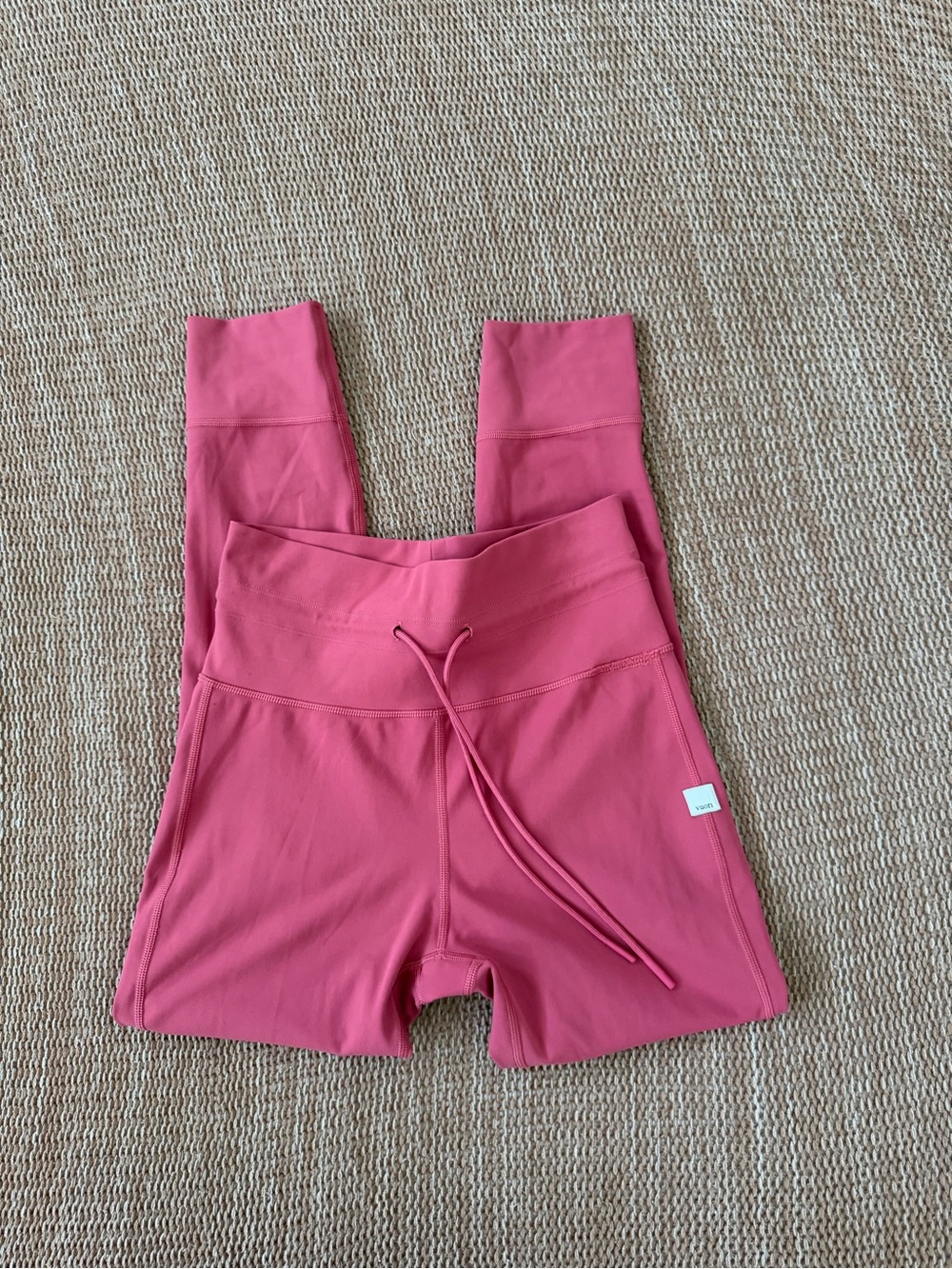 Vuori Pink High-Rise Active Leggings with Drawstring